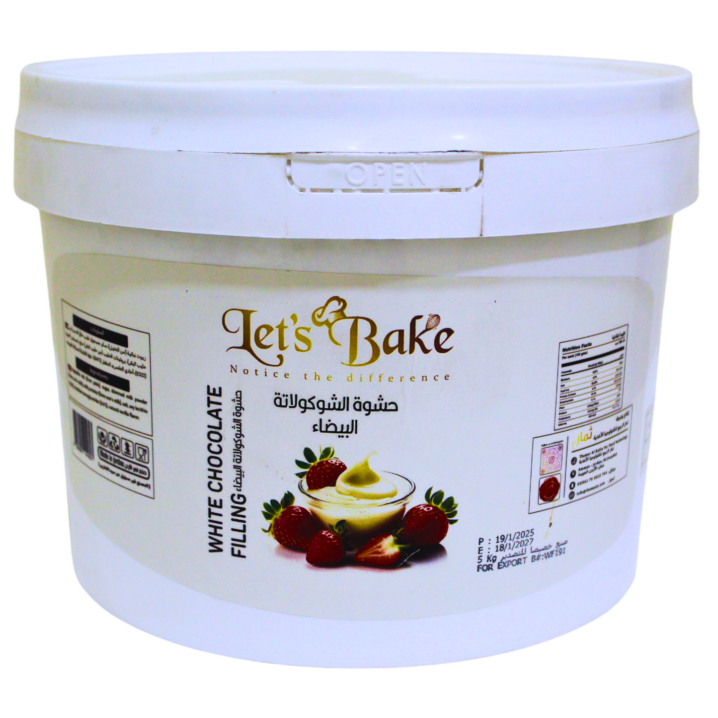 Lets Bake White Chocolate Filling 5kg