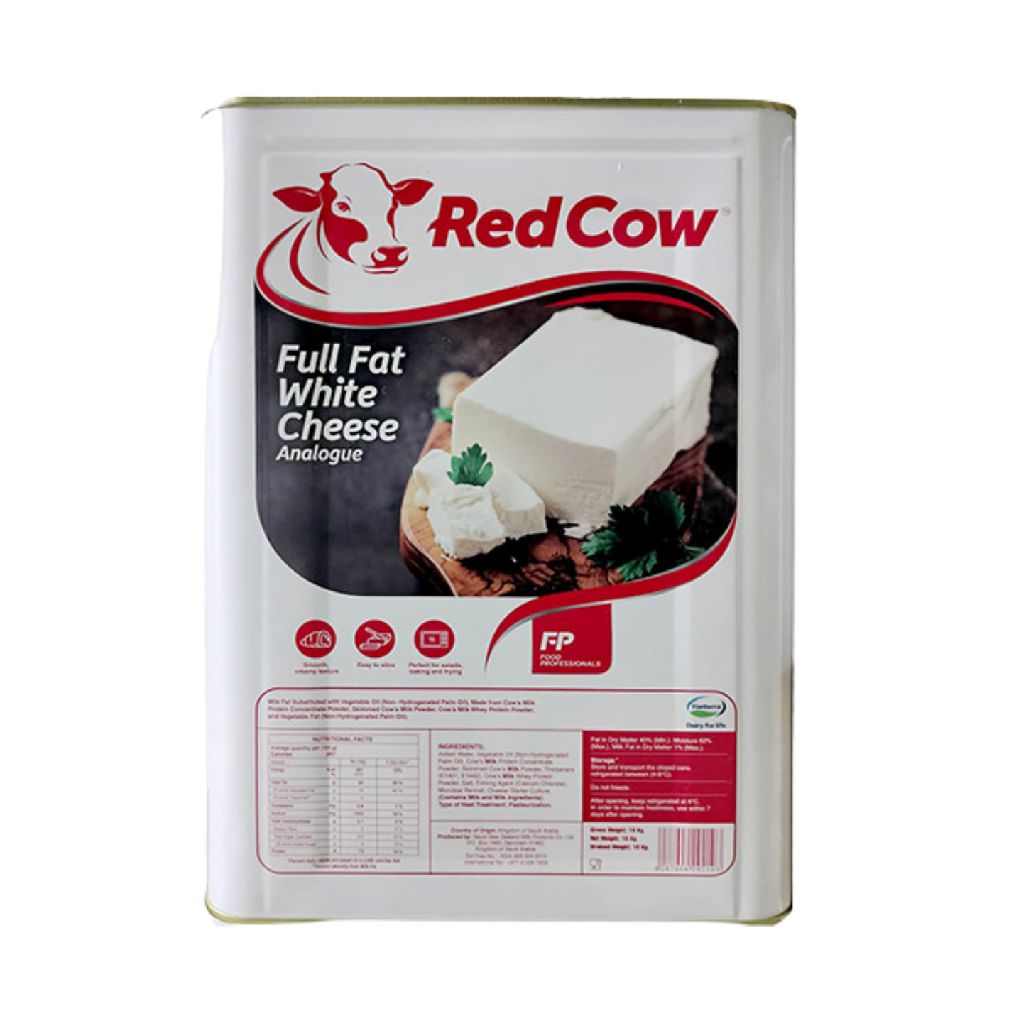 Red Cow Full Fat White Cheese (Feta) – 18kg Tin