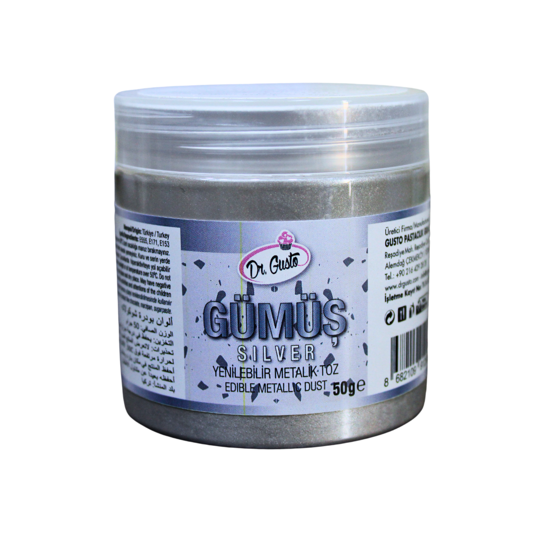 Dr. Gusto Edible Metallic Dust – Silver (50g)