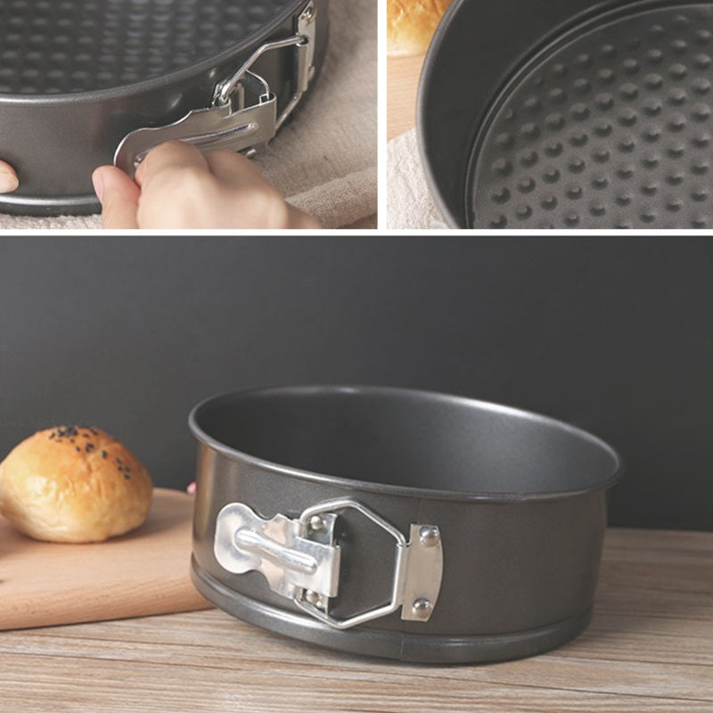 on-Stick Round Carbon Steel Cake Pan – Leakproof Baking Mold with Removable Bottom