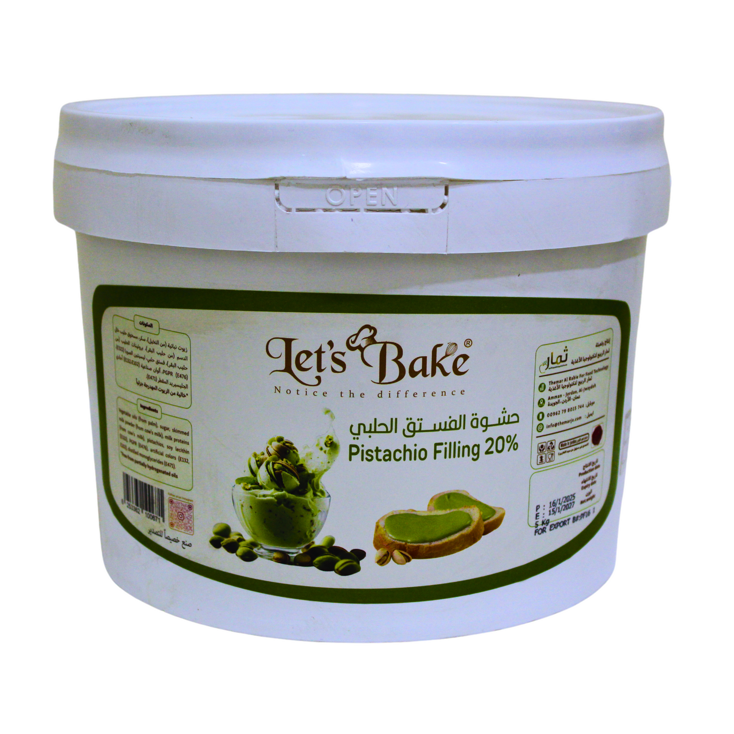 Lets Bake Pistachio Filling 20% 5kg