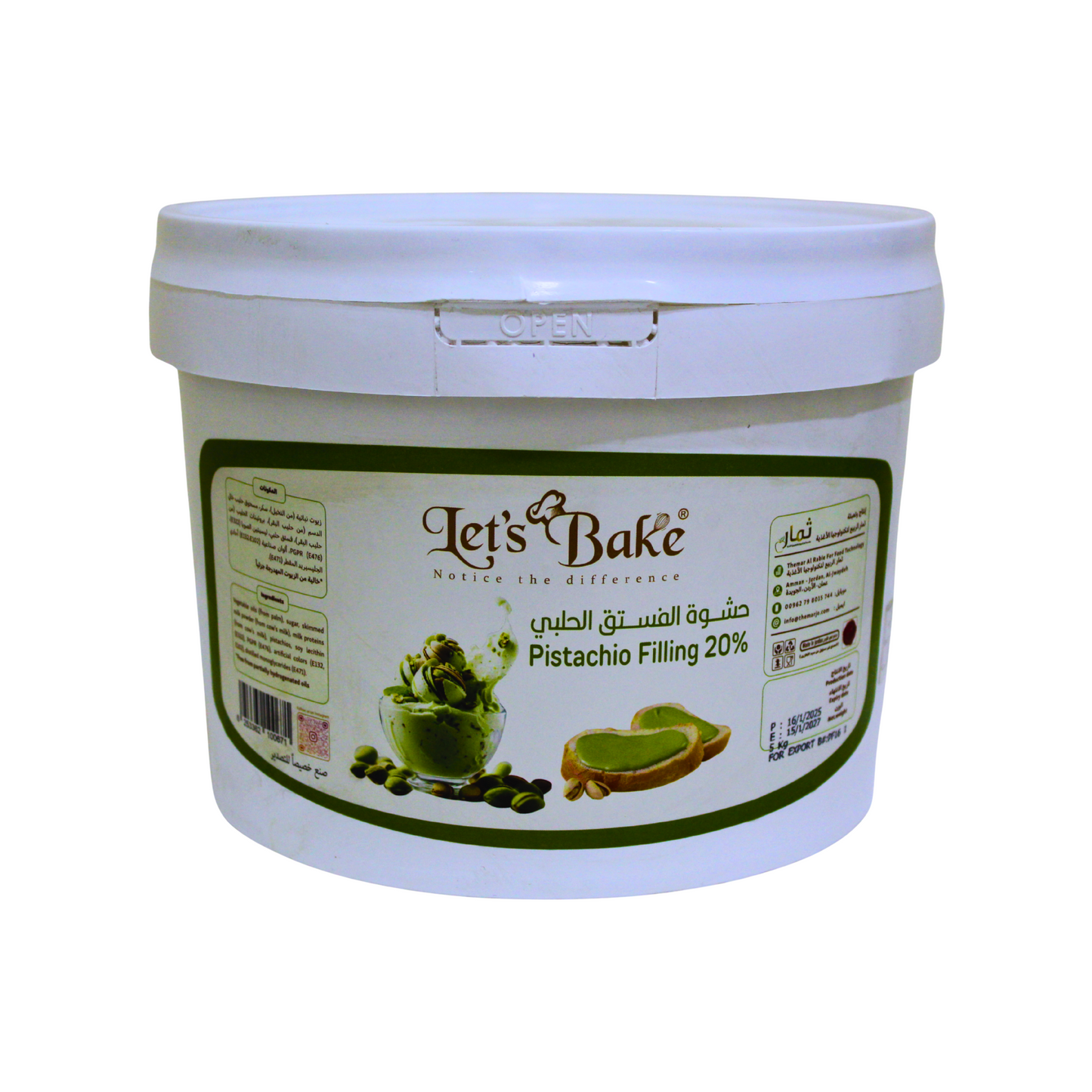 Let’s Bake Pistachio Filling 20% – 5kg