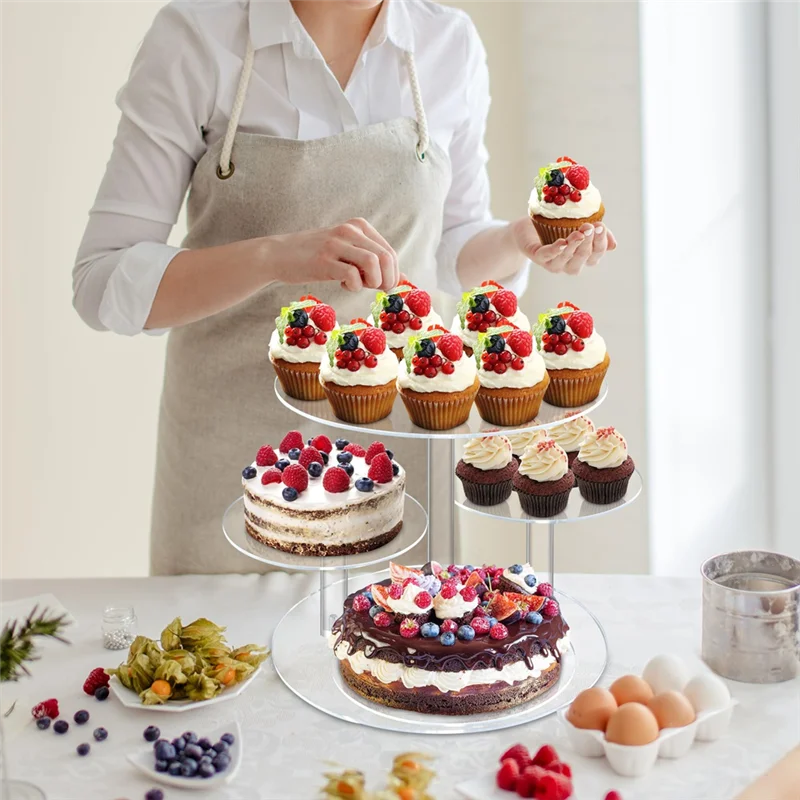 Wedding & Birthday 4-Tier Acrylic Cake and Cupcake Stand
