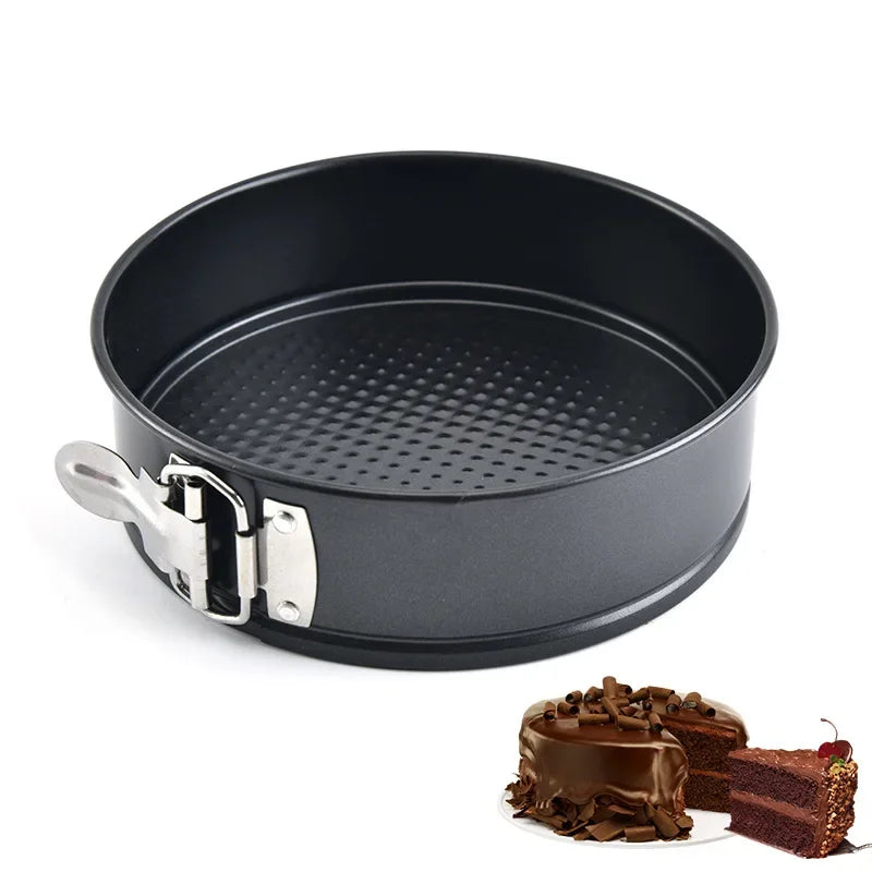 on-Stick Round Carbon Steel Cake Pan – Leakproof Baking Mold with Removable Bottom