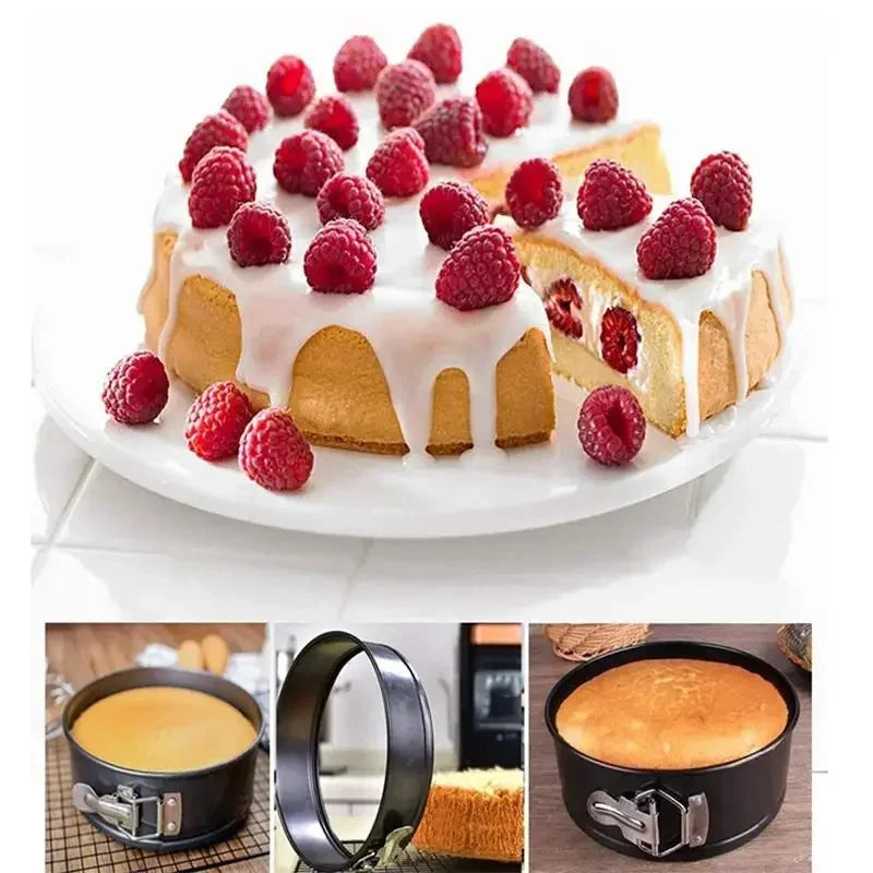 on-Stick Round Carbon Steel Cake Pan – Leakproof Baking Mold with Removable Bottom