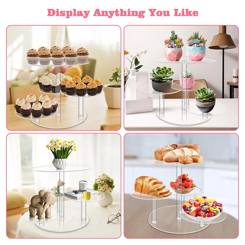 Wedding & Birthday 4-Tier Acrylic Cake and Cupcake Stand