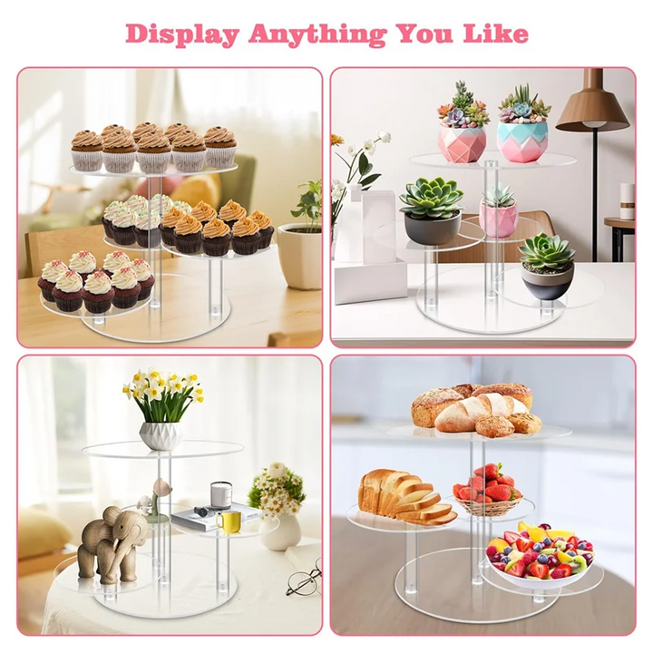 Wedding & Birthday 4-Tier Acrylic Cake and Cupcake Stand