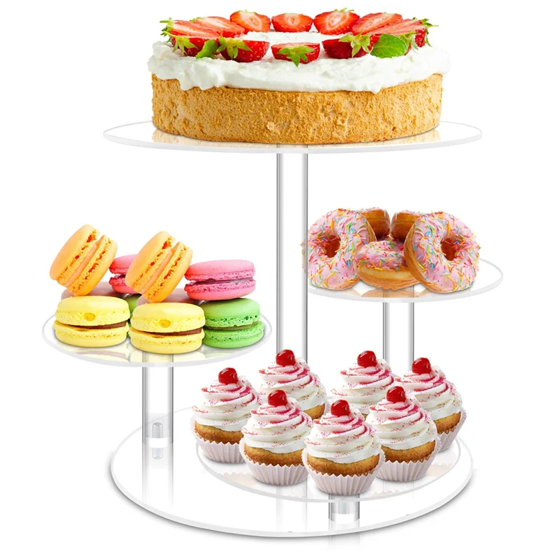 Wedding & Birthday 4-Tier Acrylic Cake and Cupcake Stand
